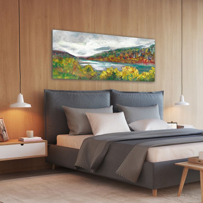 Cuadro moderno de paisajes para decorar el dormitorio - Lago en Otoño -  grecaridea